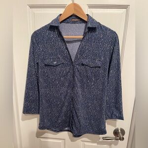 J. McLaughlin Blue Patterned Shirt